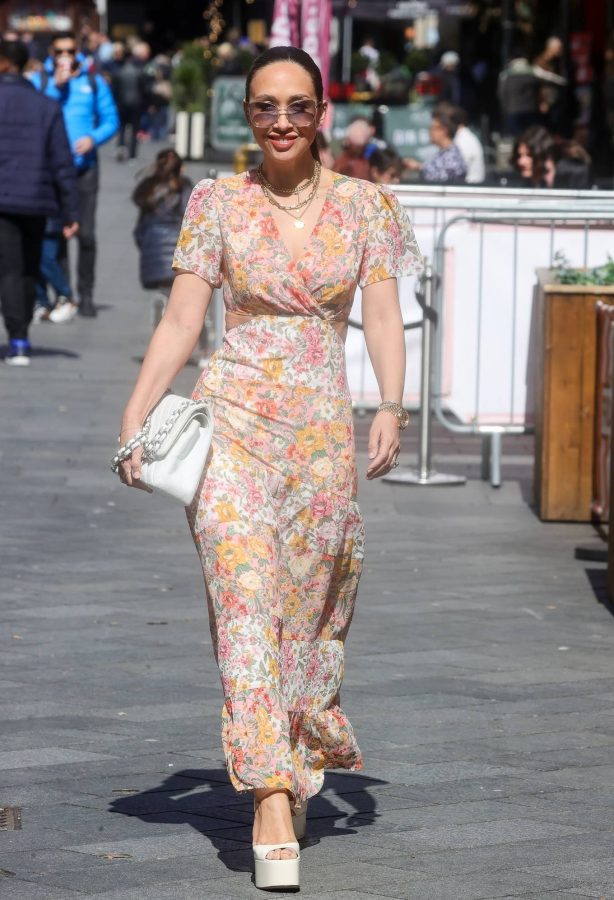 Myleene Klass - Wearing a super stylish floral summer dress in London