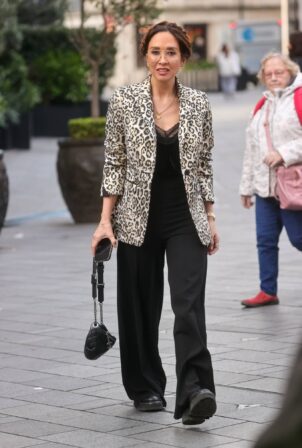 Myleene Klass - Wearing an animal print jacket while out in London