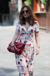 Myleene Klass - Wearing floral dress leaving the Smooth Radio Studios in London