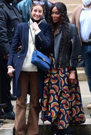 Naomi Campbell - With Christy Turlington seen leaving the Fendi fashion show in Paris