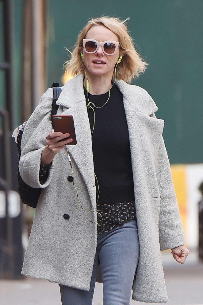 Naomi Watts in a shealing coat out in NYC