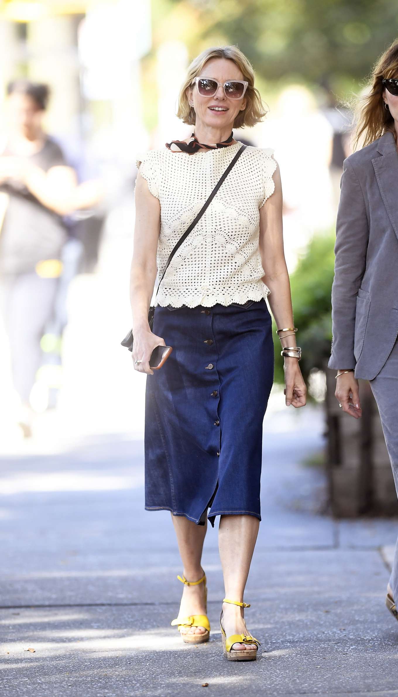 Naomi Watts in Denim Skirt - Out in New York