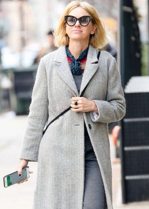 Naomi Watts in Long Coat Out in New York