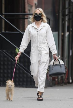 Naomi Watts - In off-white jumpsuit stroll in TriBeCa - New York