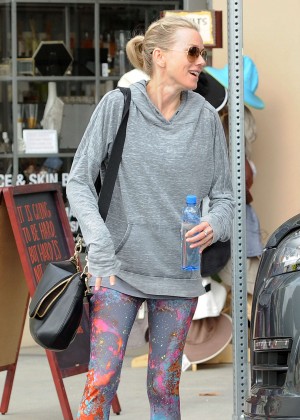 Naomi Watts in Spandex Leaving the gym in Brentwood