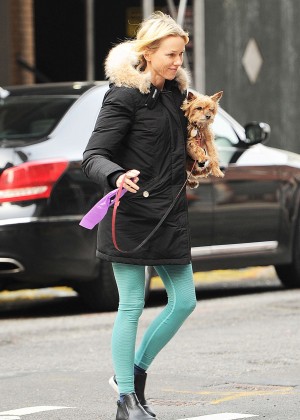 Naomi Watts - Walking her dog in NYC