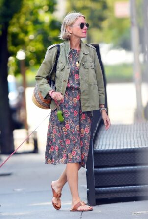 Naomi Watts - Walks her dog through Tribeca