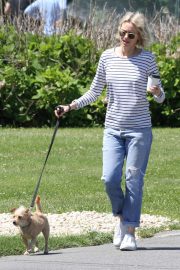 Naomi Watts with her dog out in East Hampton