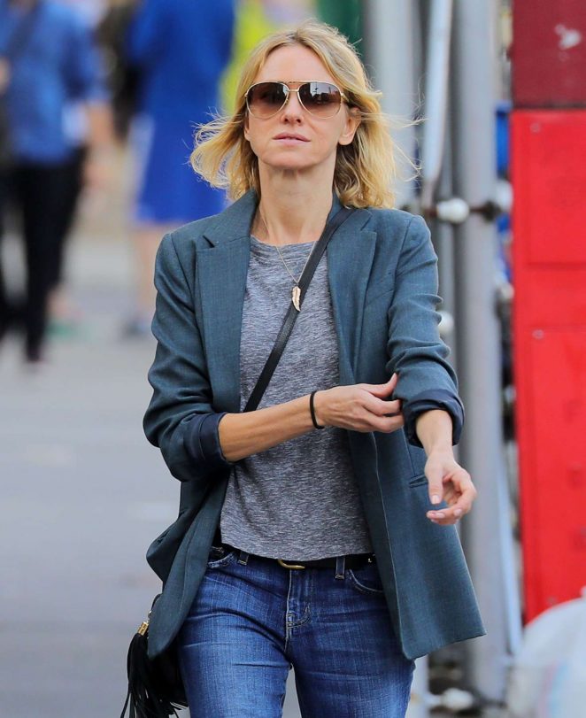 Naomi Watts with her dog out in New York