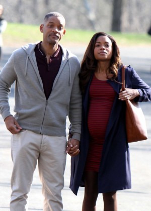 Naomie Harris and Will Smith on 'Collateral Beauty' set in NYC