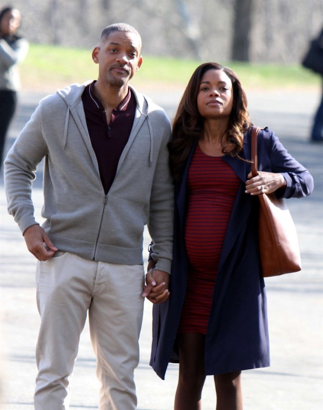Naomie Harris and Will Smith on 'Collateral Beauty' set in NYC