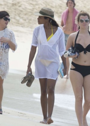 Naomie Harris at a Beach in Barbados