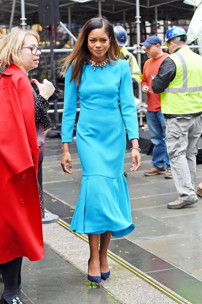 Naomie Harris in Blue Dress - Out in Manhattan