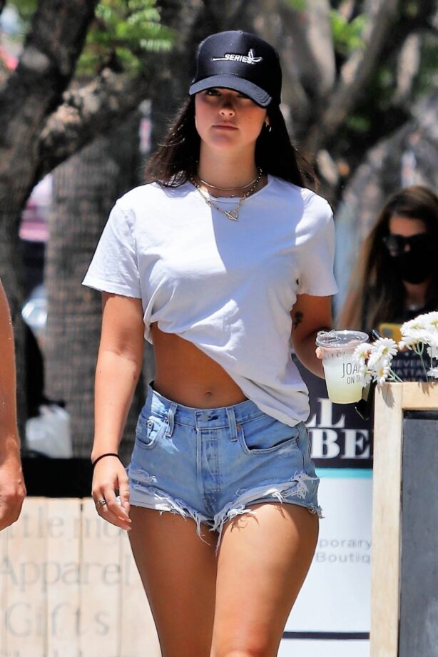 Natalie Joy - Wearing denim shorts in Los Angeles