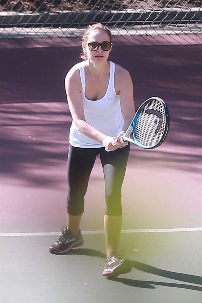 Natalie Portman at a tennis workout in Los Angeles