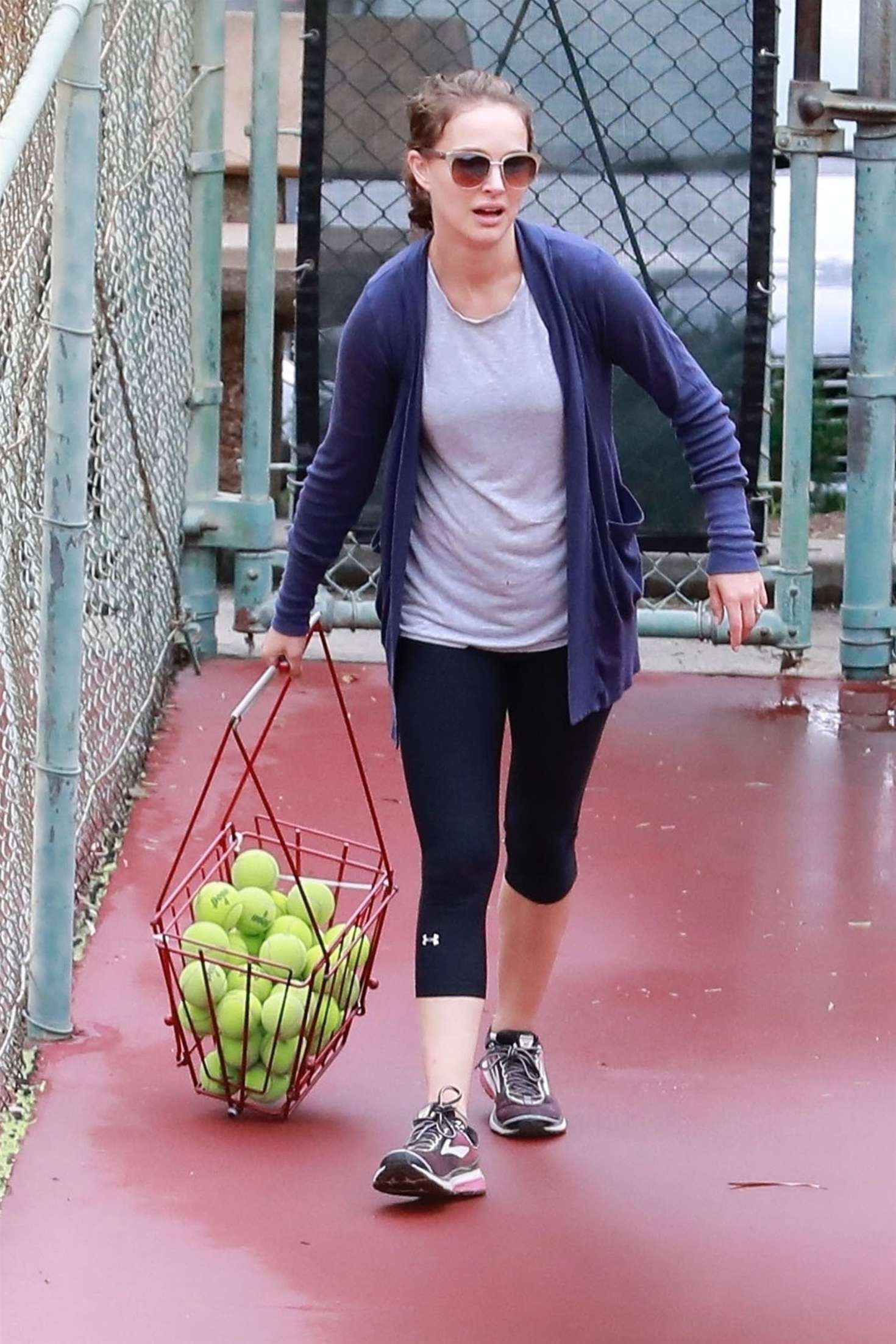 Natalie Portman gets in a morning tennis class in Los Angeles