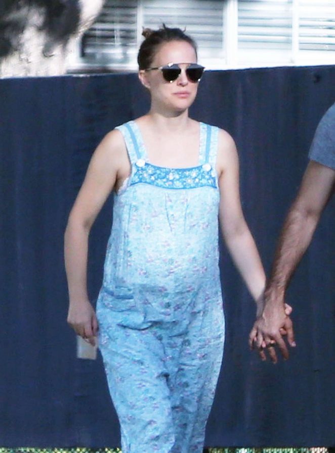 Natalie Portman in Jeans Jumsuit out in Los Angeles