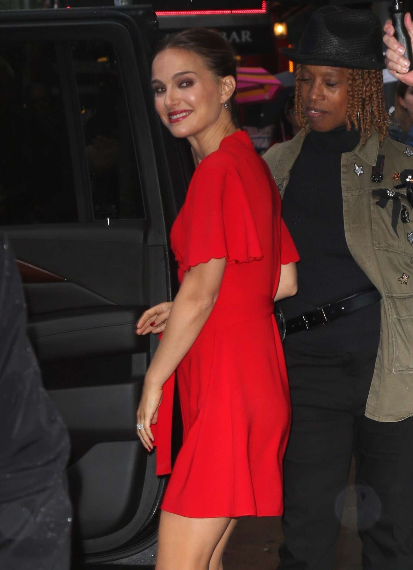 Natalie Portman - In Red dress outside Good Morning America in New York ...