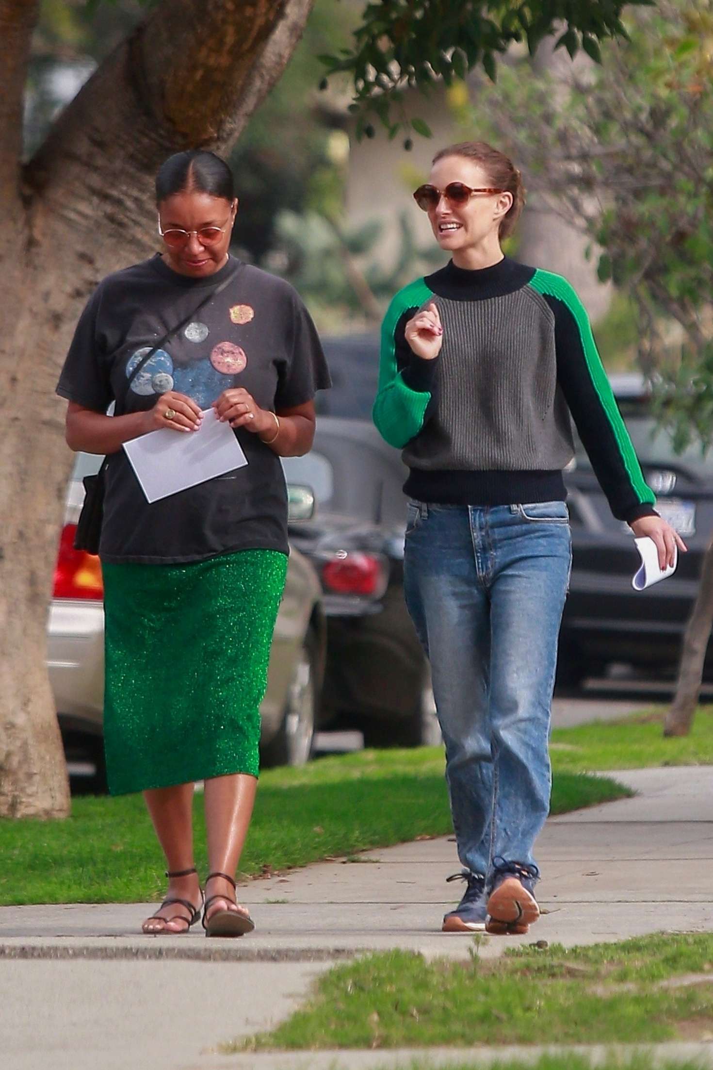 Natalie Portman with a friend out in Los Feliz