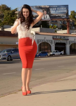 Natasha Blasick in Red Skirt - On the set of a Photoshoot in Hollywood
