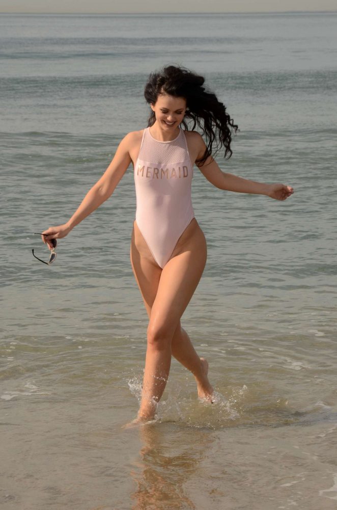 Natasha Blasick in Swimsuit on the beach in Malibu