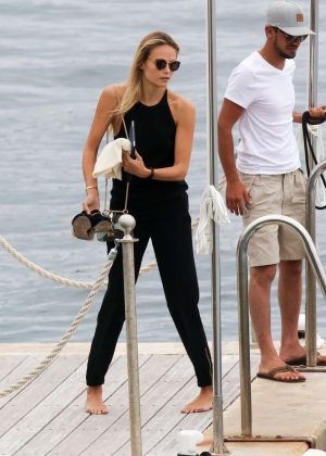 Natasha Poly with her family arrives at Eden Roc Hotel in Antibes