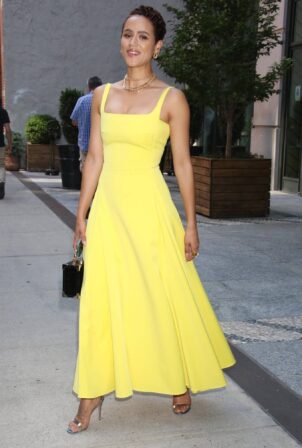 Nathalie Emmanuel - Wears a yellow dress at her hotel in New York