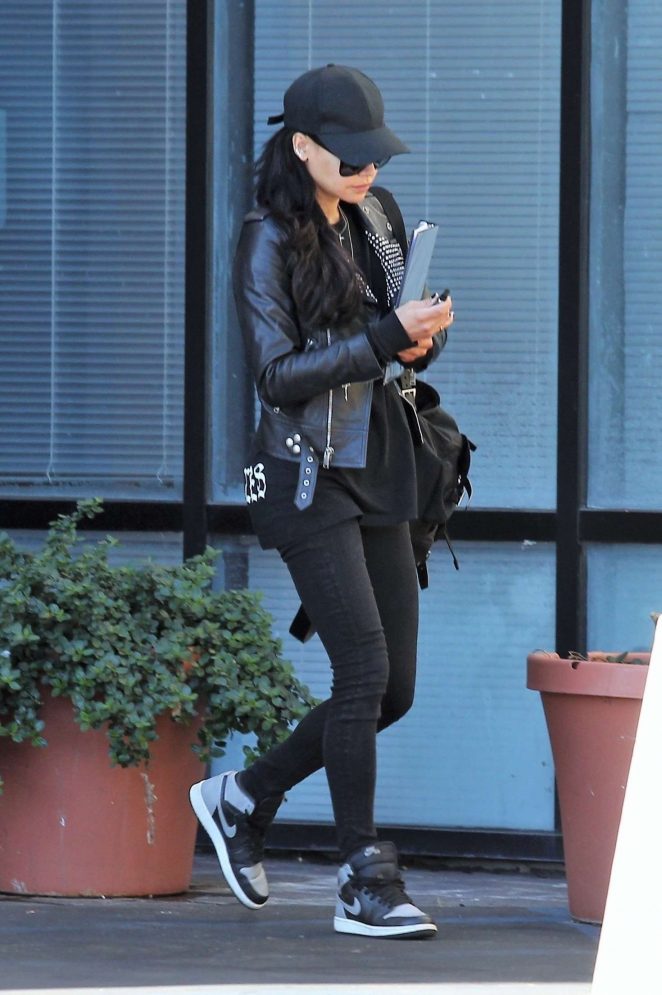 Naya Rivera in Black Tights - Heads an office building in LA