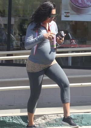 Pregnant Naya Rivera in Tights Out in LA