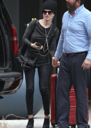 Neri Oxman in Black Jeans Out in Cambridge