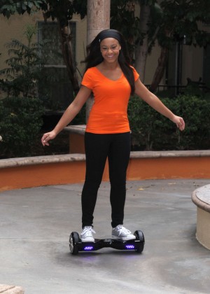 Nia Frazier - Riding a self balancing board in Los Angeles
