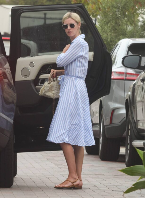 Nicky Hilton - In a blue dress at the mall in Malibu