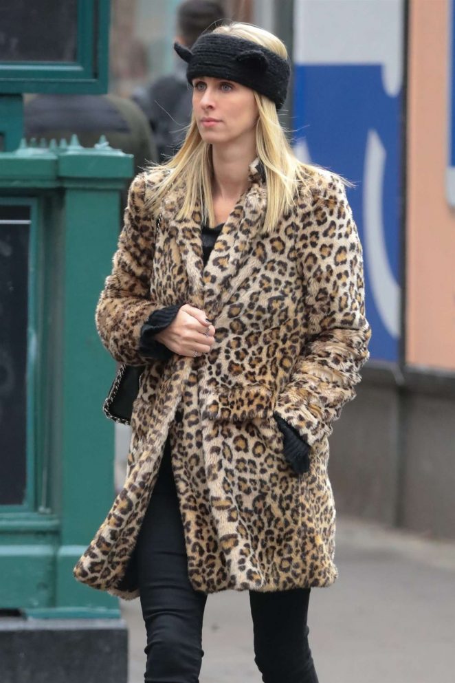 Nicky Hilton in Animal Print Coat - Out in New York City