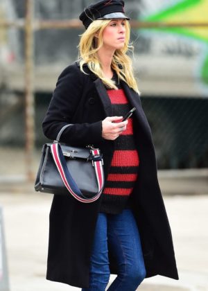 Nicky Hilton in Black Coat and Jeans out in New York City