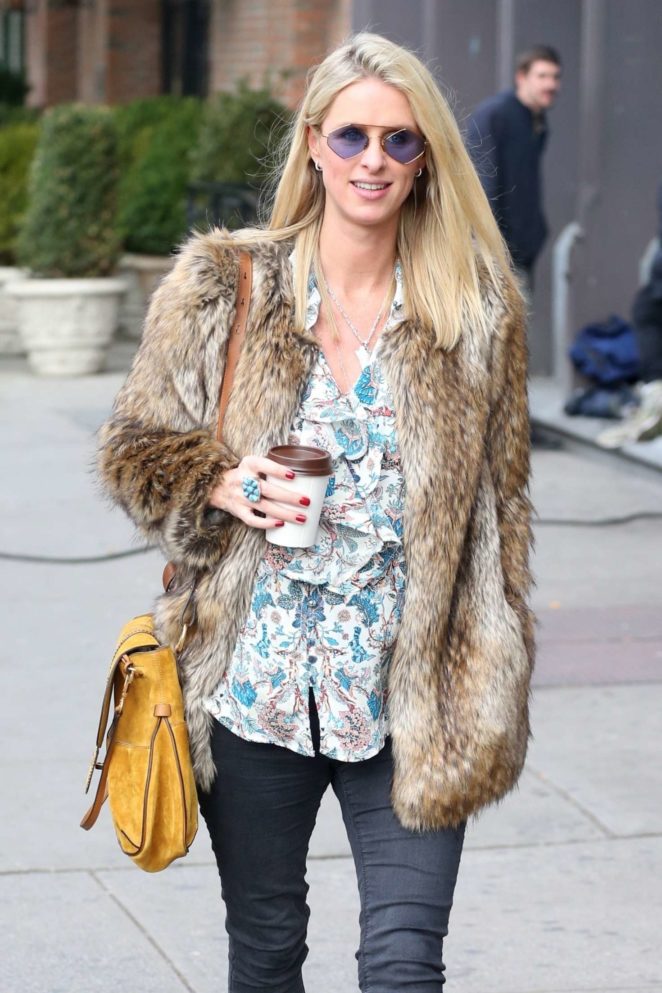 Nicky Hilton in Fur Coat out in NYC