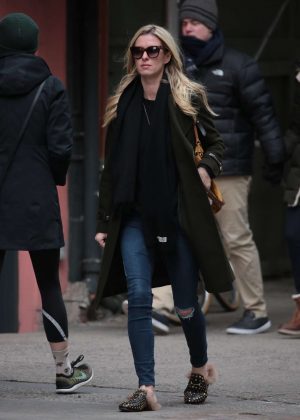 Nicky Hilton in Jeans and Long coat out in New York