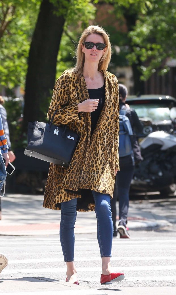 Nicky Hilton in Leopard Print Coat - Out in New York