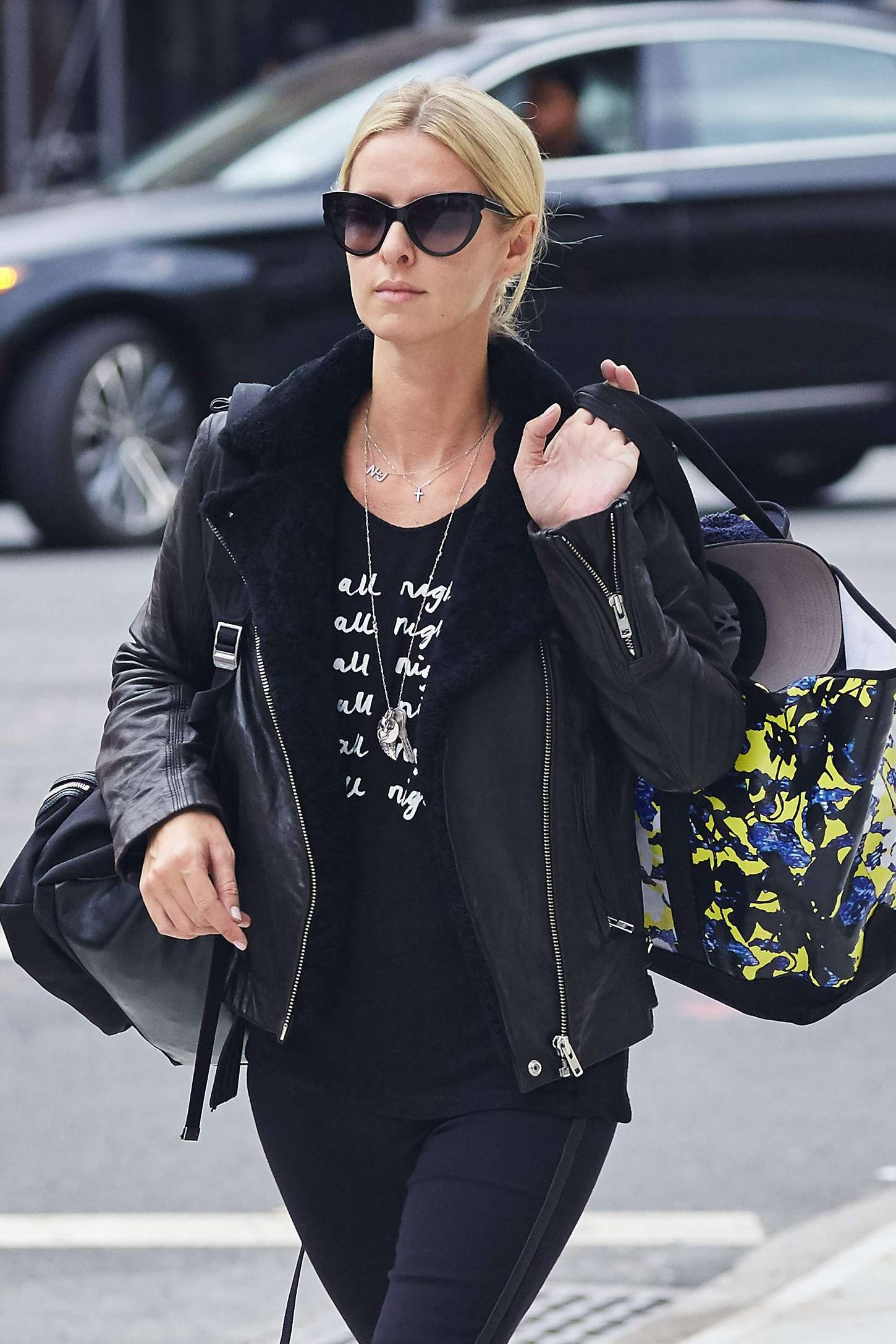 Nicky Hilton in Tights Leaving her residence in NY