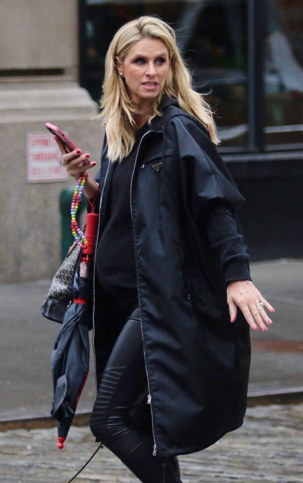 Nicky Hilton - Out in a black hoodie and black coat in Manhattan