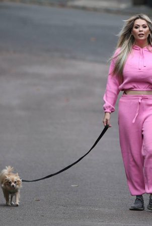 Nicola McLean out for a dog walk in London