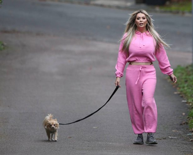 Nicola McLean out for a dog walk in London