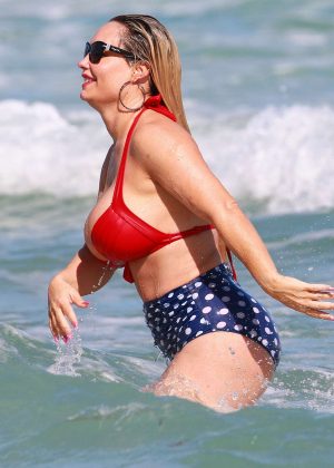 Nicole Coco Austin in polka dot bikini on Miami Beach