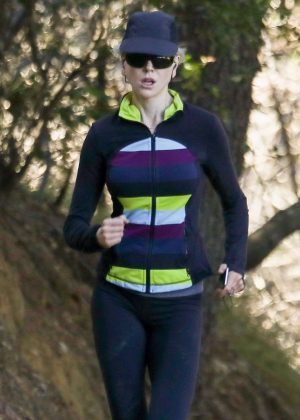 Nicole Kidman in Tights Jogging in Beverly Hills