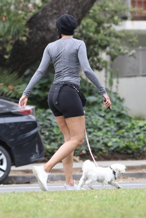Nicole Murphy in Shorts - Walk with her dogs in Santa Monica