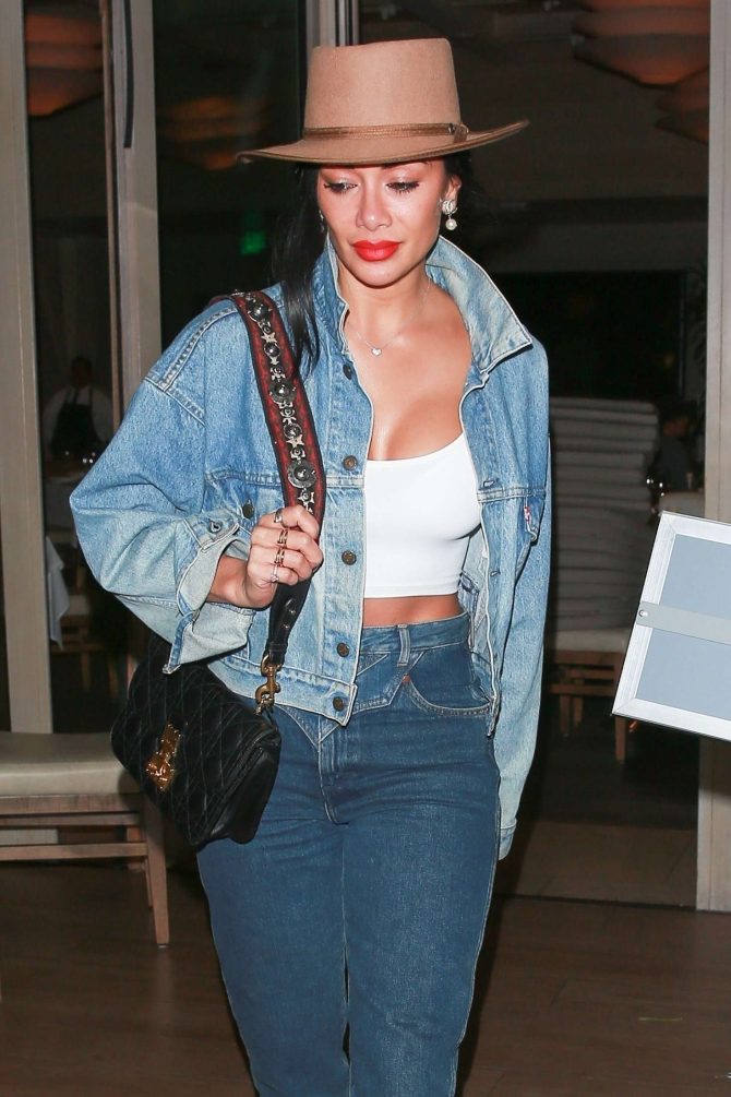 Nicole Scherzinger in Jeans - Leaving Avra restaurant in Beverly Hills