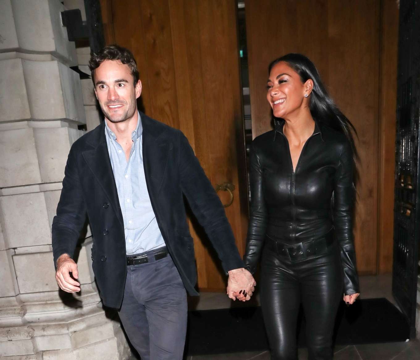 Nicole Scherzinger 2020 : Nicole Scherzinger in Leather Catsuit with Thom Evans – Out in London-04