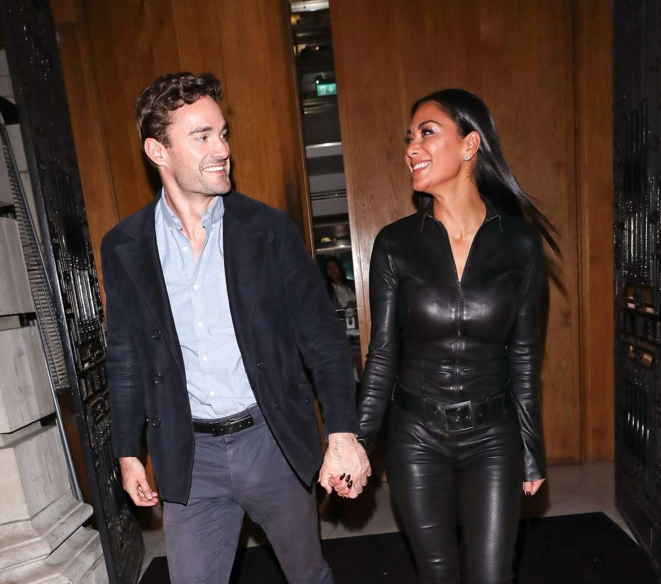 Nicole Scherzinger 2020 : Nicole Scherzinger in Leather Catsuit with Thom Evans – Out in London-06