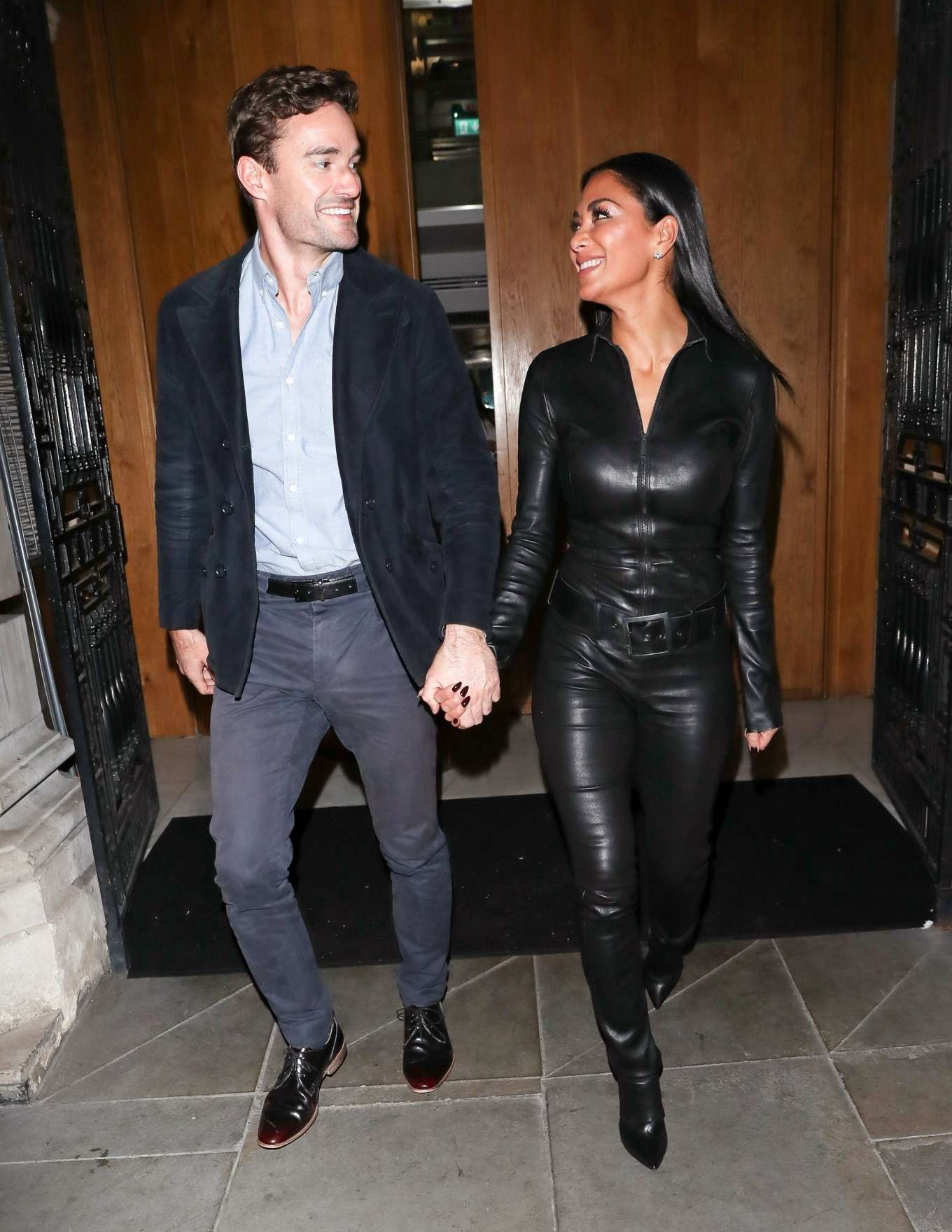 Nicole Scherzinger 2020 : Nicole Scherzinger in Leather Catsuit with Thom Evans – Out in London-07