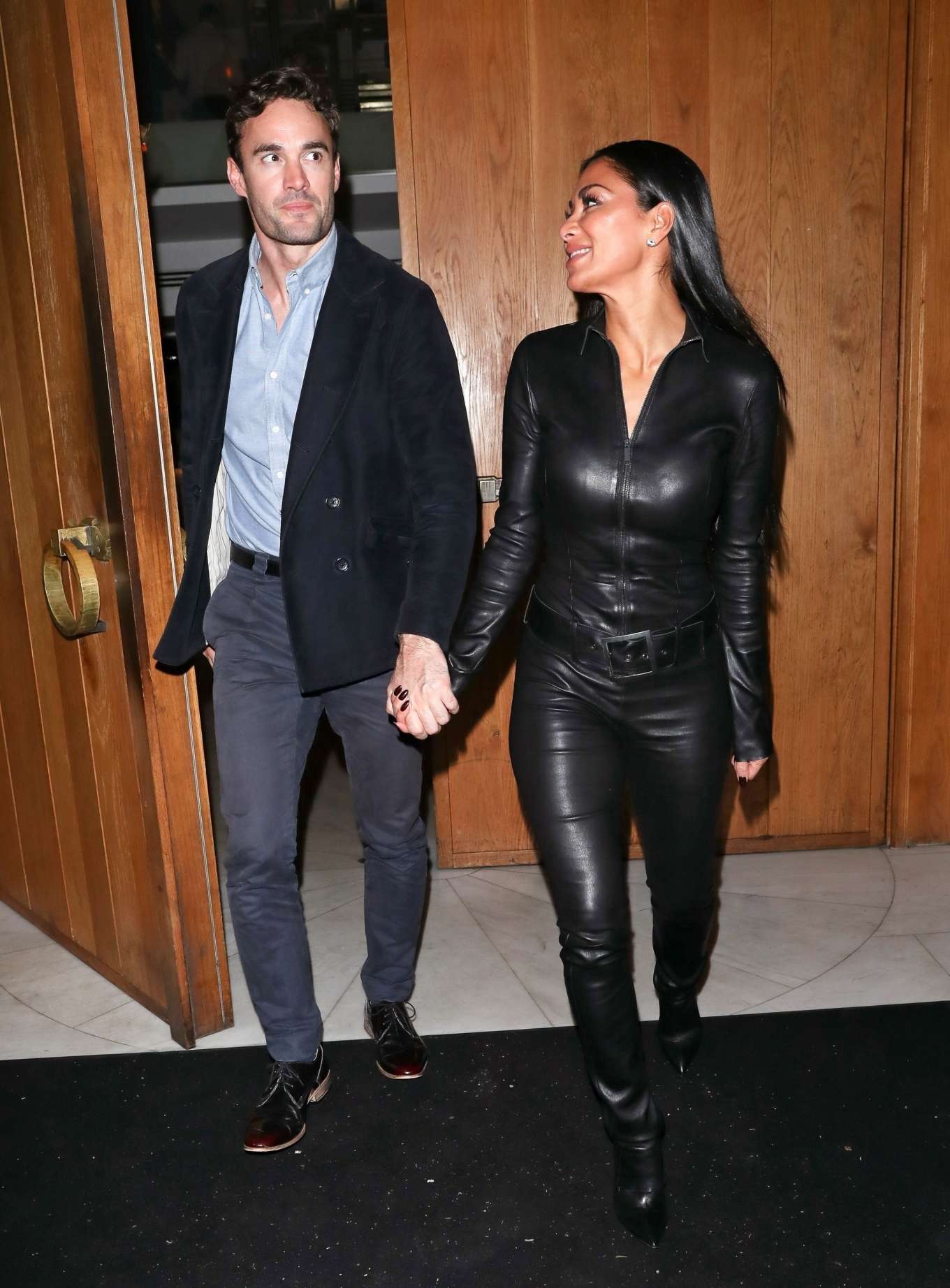 Nicole Scherzinger 2020 : Nicole Scherzinger in Leather Catsuit with Thom Evans – Out in London-09