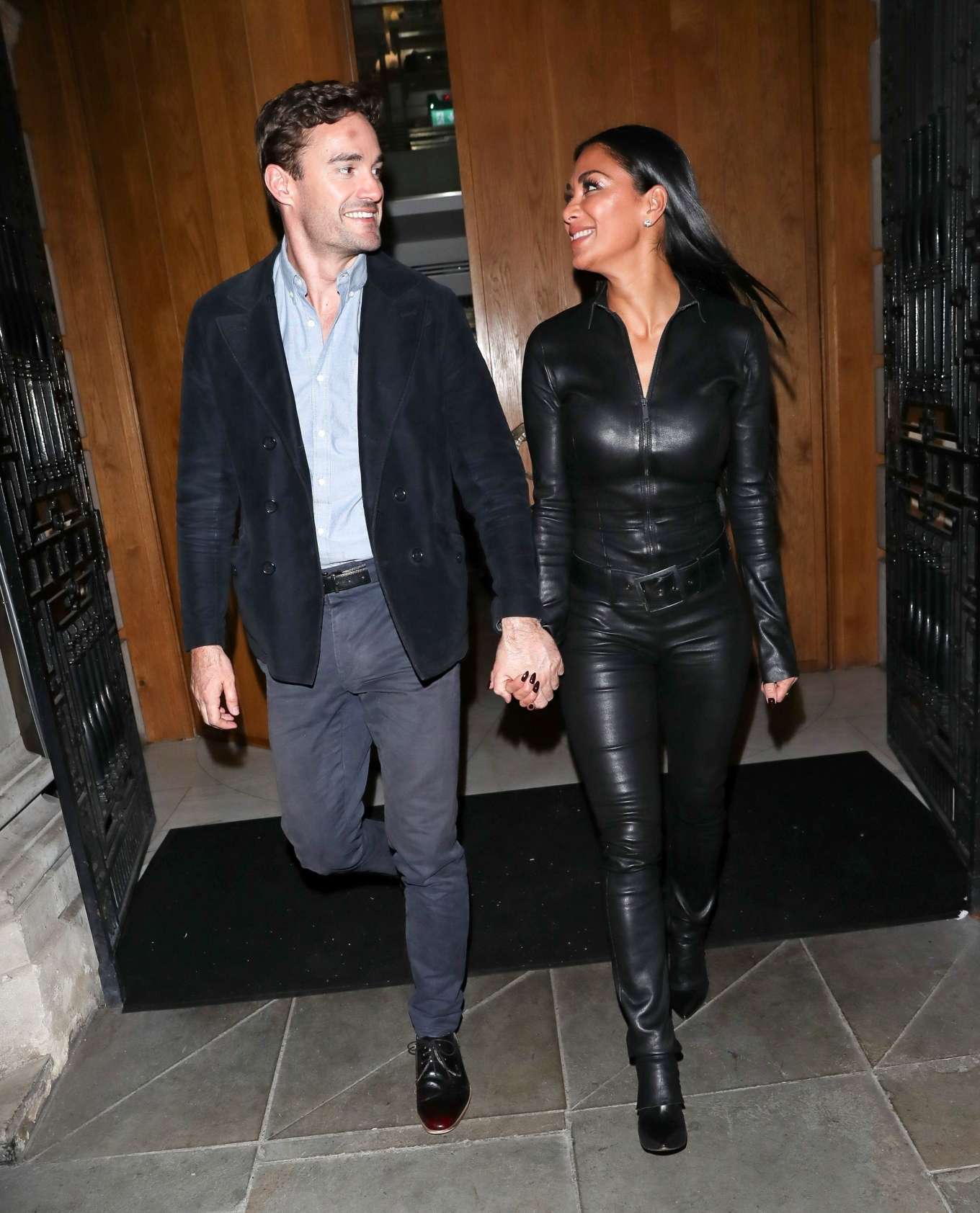 Nicole Scherzinger 2020 : Nicole Scherzinger in Leather Catsuit with Thom Evans – Out in London-10
